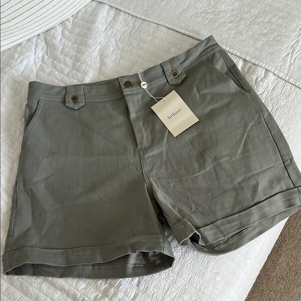 Bohme Green Cargo Shorts Versatile Cotton Blend